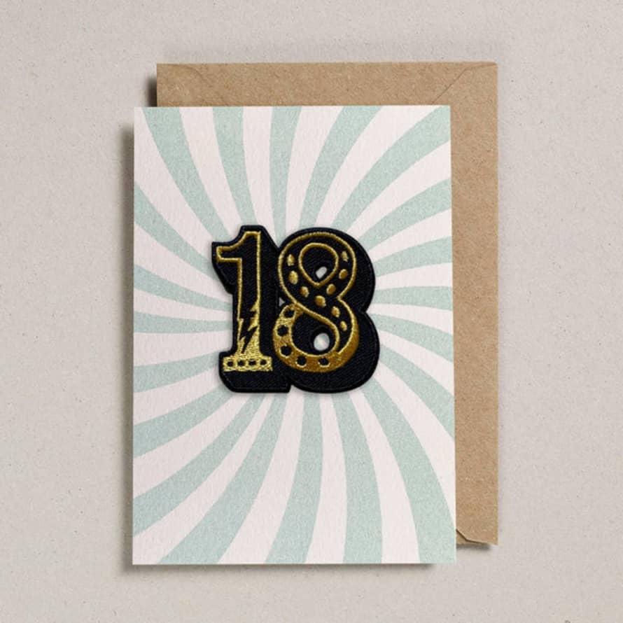 Petra Boase Iron On Big Number Patch Greeting Card 18 Swirl
