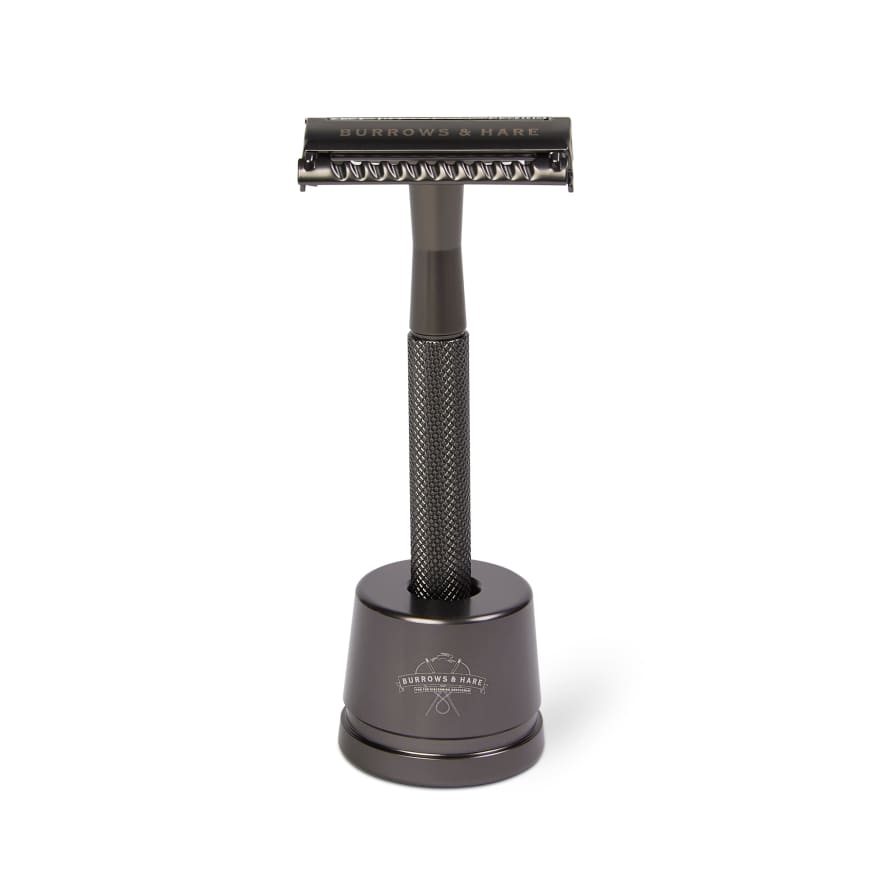 Burrows & Hare  Butterfly Double Edge Safety Razor & Stand - Grey