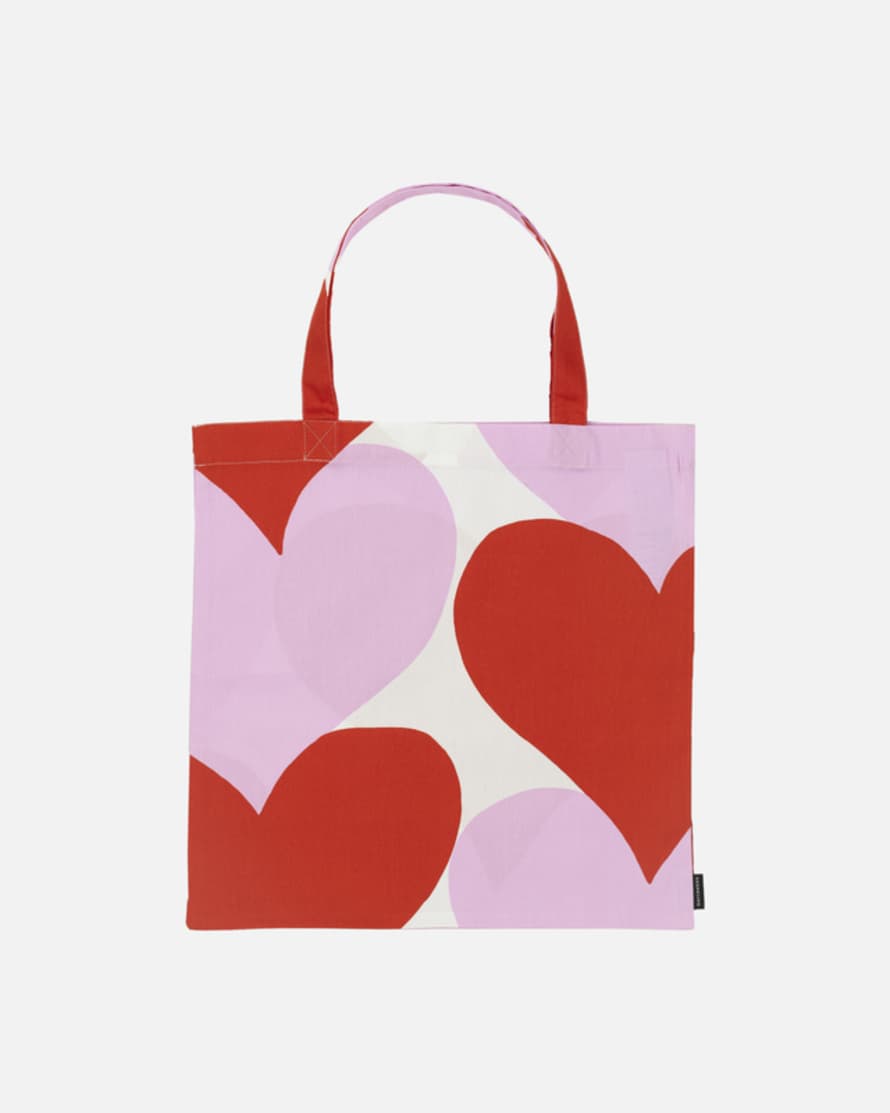Marimekko Shopper Bag Cuori Rosa E Rossi