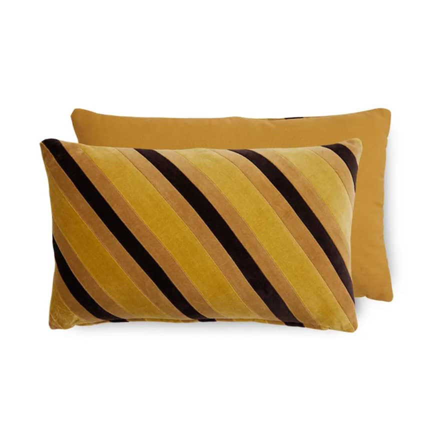 HK Living Striped velvet cushion Honey (50x30cm) 
