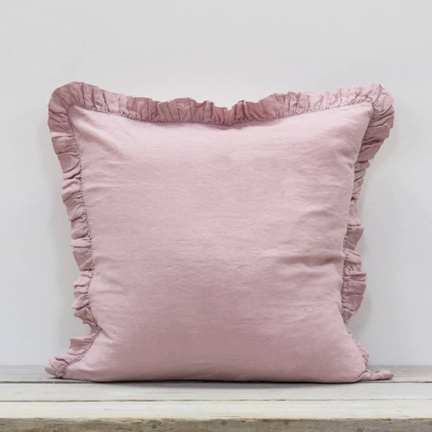 Also Home Olivia Linen Ruffle Cushion Rose Pink 65x65cm