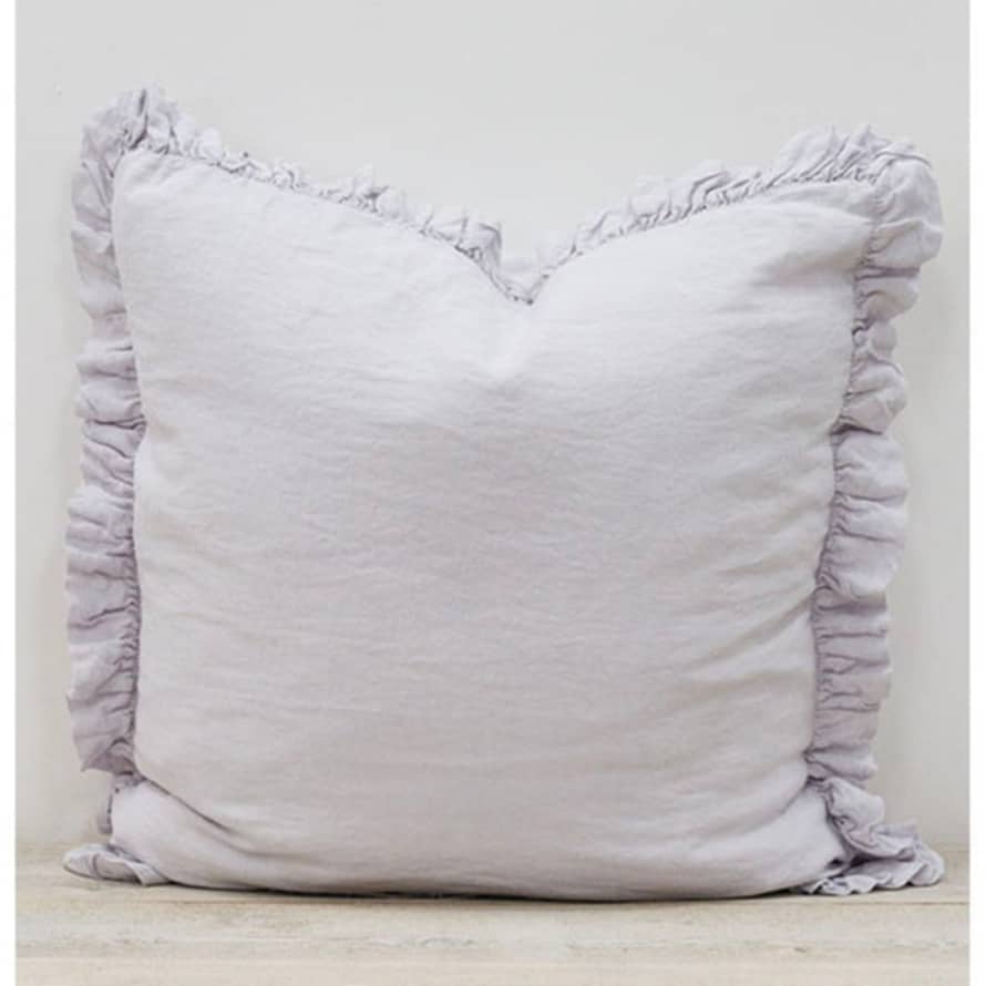 Also Home Olivia Linen Ruffle Cushion Silver Grey 65x65cm