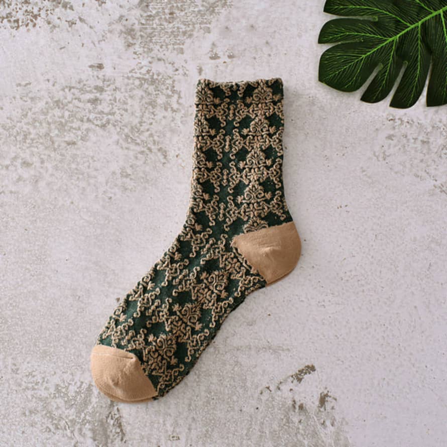 Happy Knits Flower Socks - Knitted Vintage Crew Socks For Women Cozy: No.4