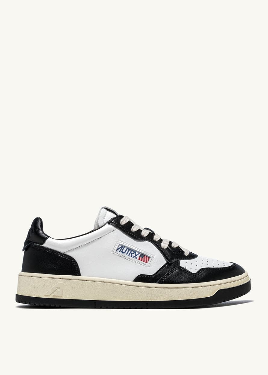 Autry Medalist Leather Two-Tone Sneakers - Black / White