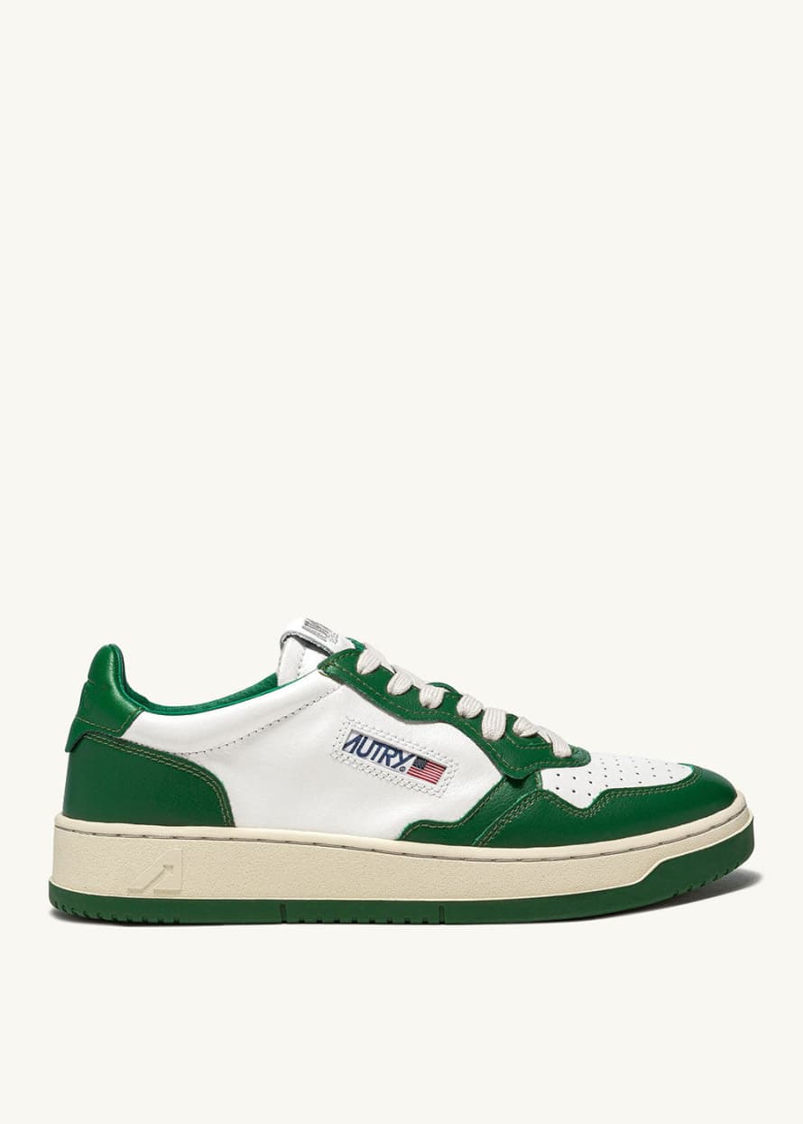 Autry Medalist Leather Two-Tone Sneakers - Green / White
