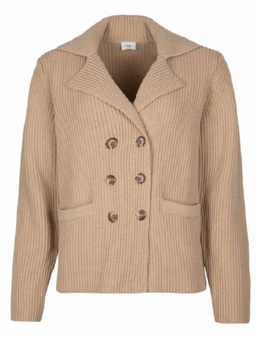 ange  Plain Knitted Suit Jacket In Camel