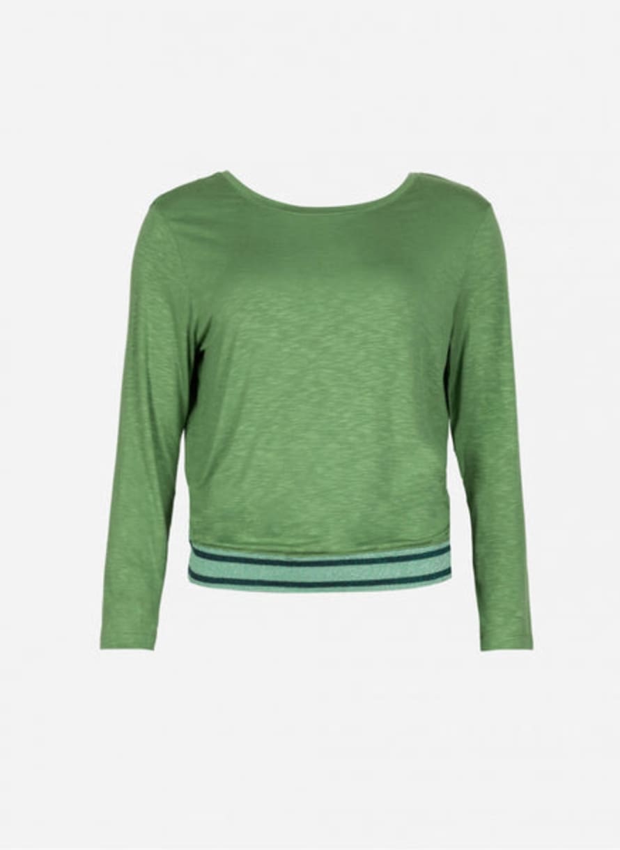 ange  Low Collar V-Neck T-Shirt In Green