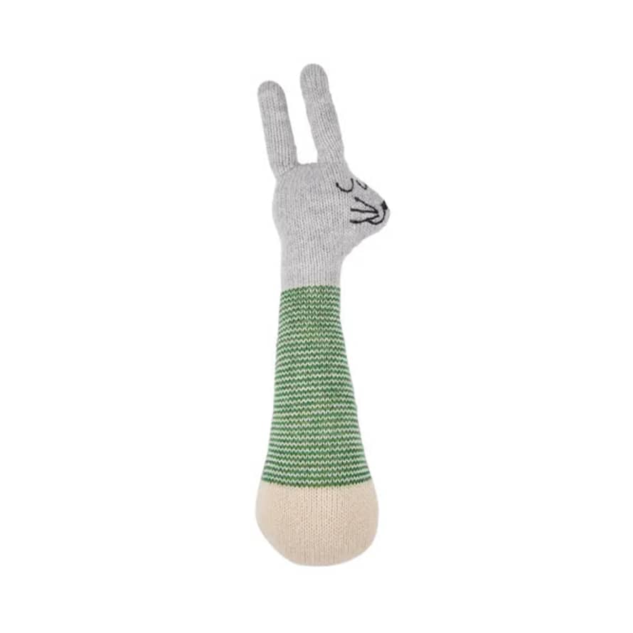 Sophie Home Cotton Knit Baby Rattle Toy - Rabbit Green