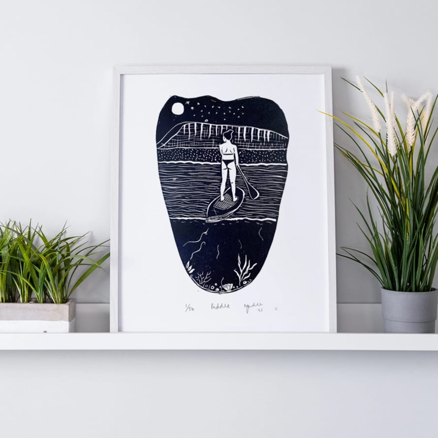 Prints by the Bay Paddle Limited Edition Lino Print