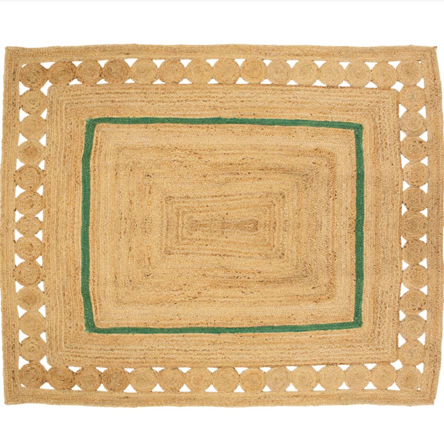 Grand Illusions Jute Rug With Green Stripe