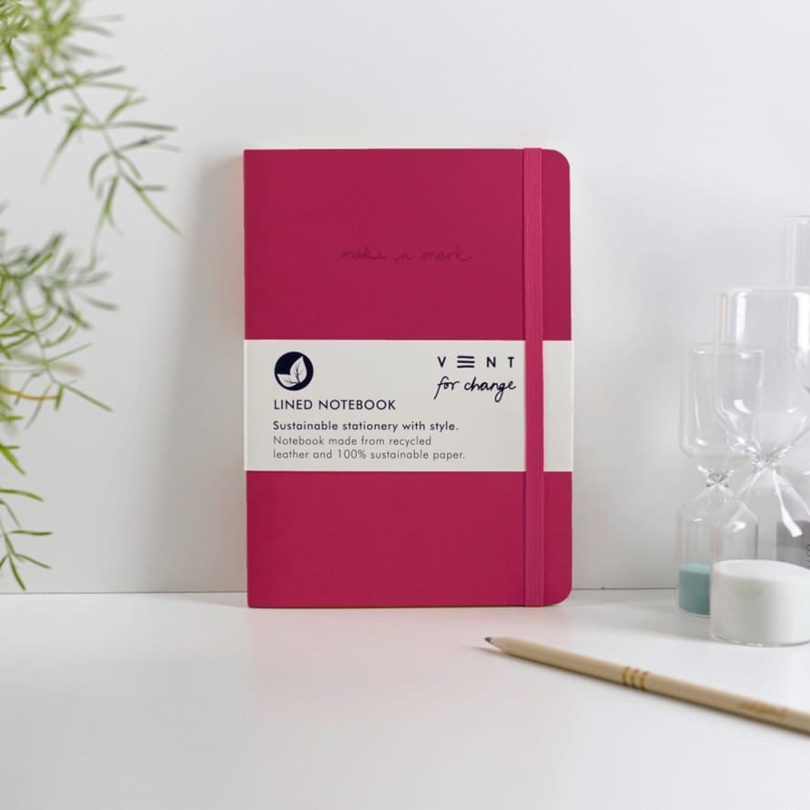 VENT for change Recycled Leather A5 Journal Lined Notebook - Pink