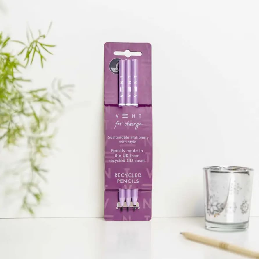 VENT for change Pencils Pack of 3 Recycled - Make a Mark Purple