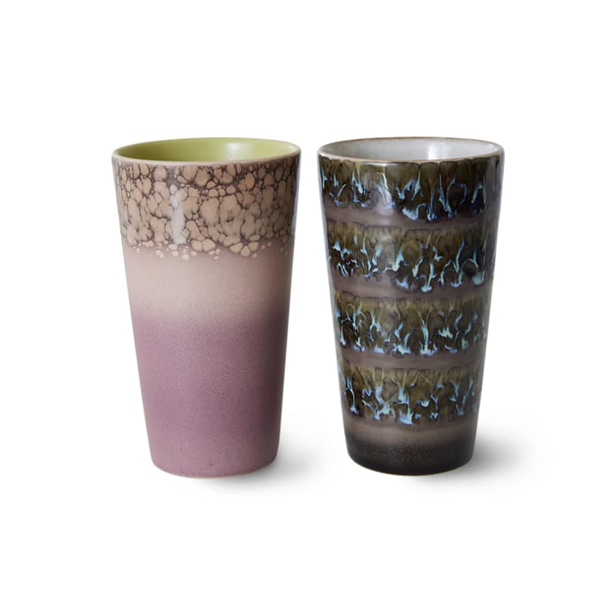 HK Living 70s Ceramics Forest Latte Mug Set - Set of 2
