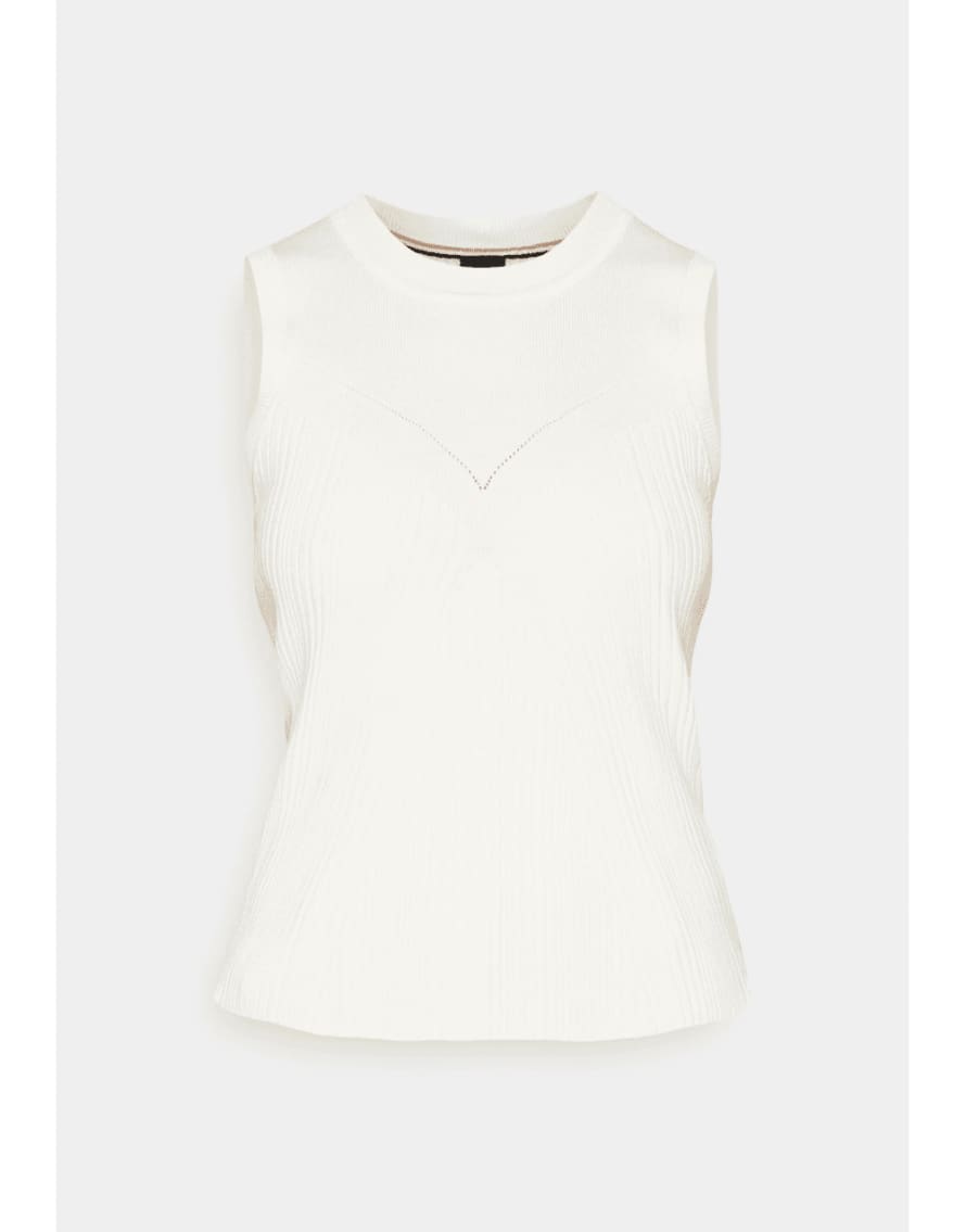 Boss Boss Felishia Knitted Ribbed Vest Col: 118 Open White, Size: Xs