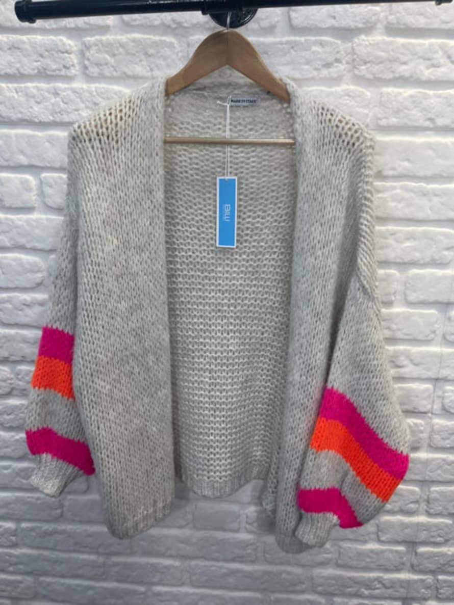 Luxury Bubble Stone Cardigan with Fluorescent Detail