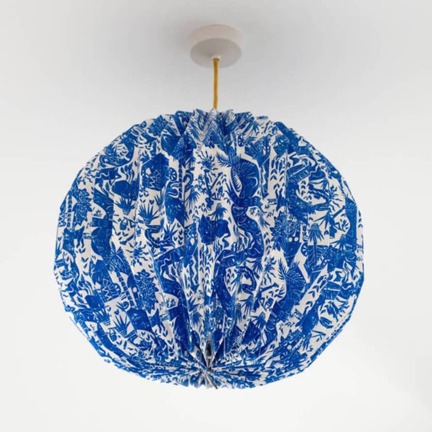 AARVEN Hand-Folded Paper Lampshade - Blue Safari Globe