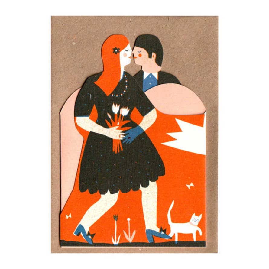 The Printed Peanut Concertina Heart Card Couple