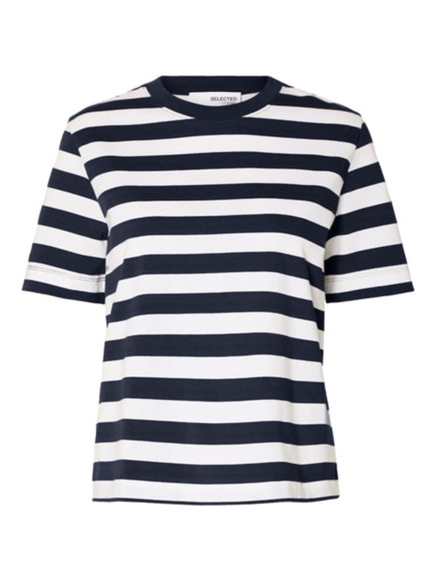 Selected Femme Slfessential Dark Sapphire Slfessential Striped Boxy T-shirt