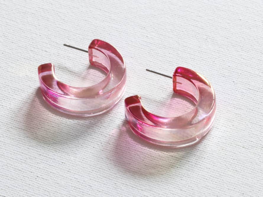 Big Metal Pink Hoop Earrings