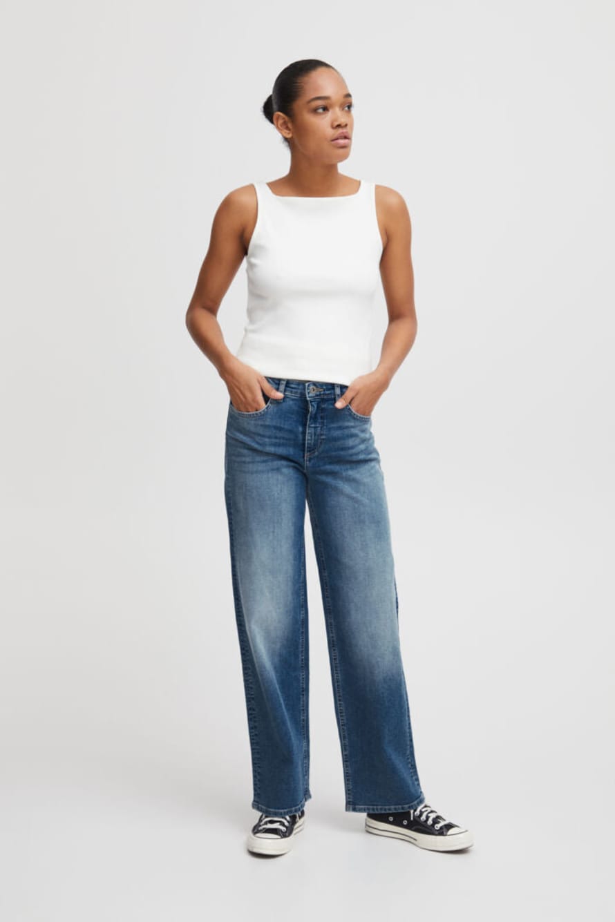 ICHI Twiggy Straight Long Jeans-Medium Blue-20119128