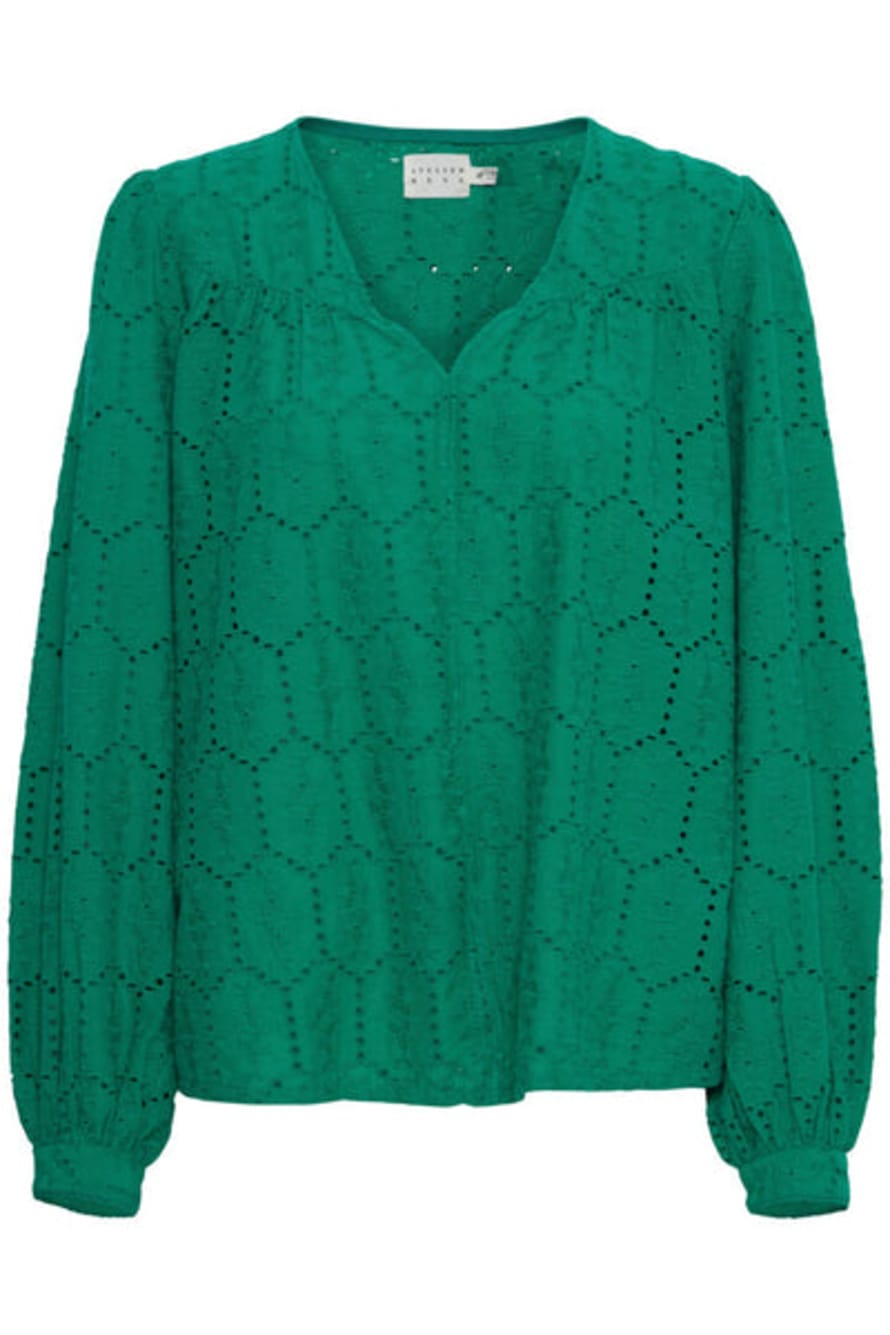 ATELIER REVE Rubie Cotton Long Sleeve Top - Green