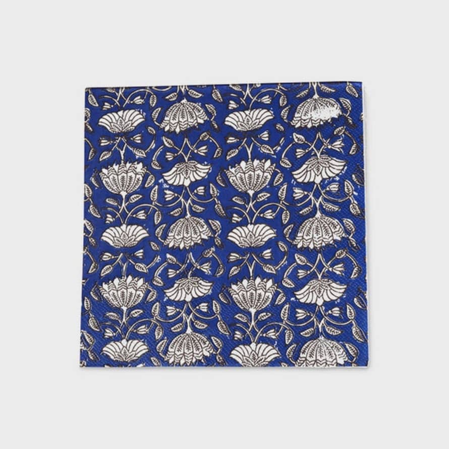 Opjet Paris Blue Flower Block Print Paper Napkin X20