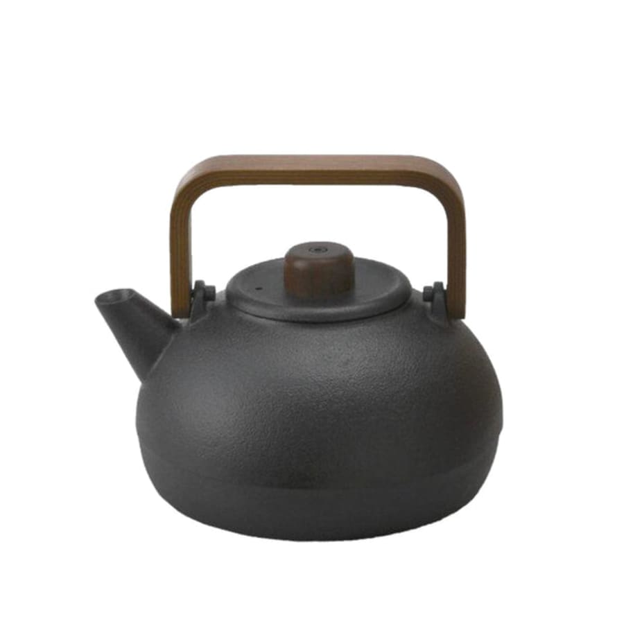 Chushin Kobo Iron Kettles Cast Iron Round Tea Kettle with Wooden Handle