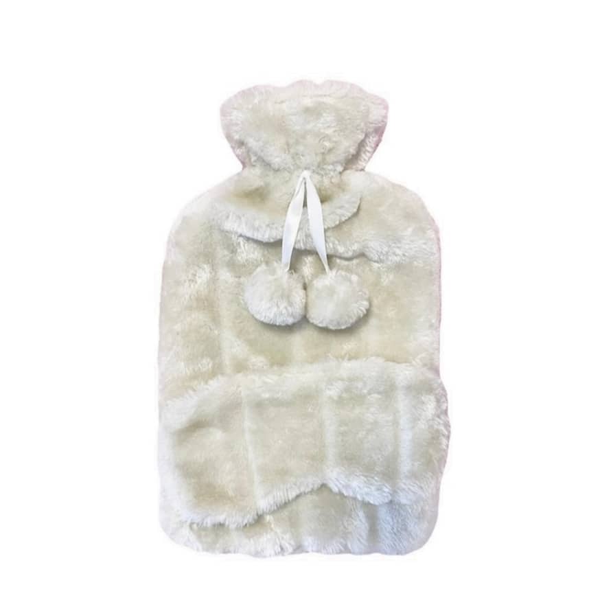 Fluffy Hot Water Bottle and Mask Set - Cream