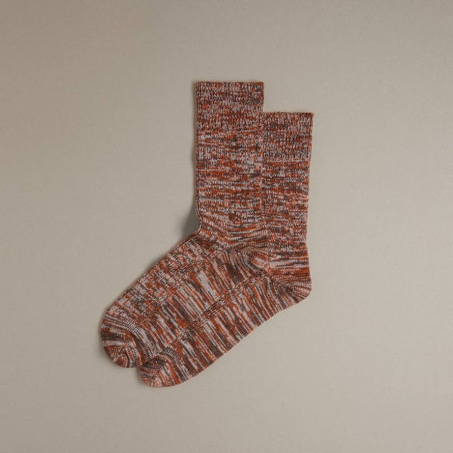 Rove Knitwear Faltering Stripe Socks | Rust & Brown: UK 8-11