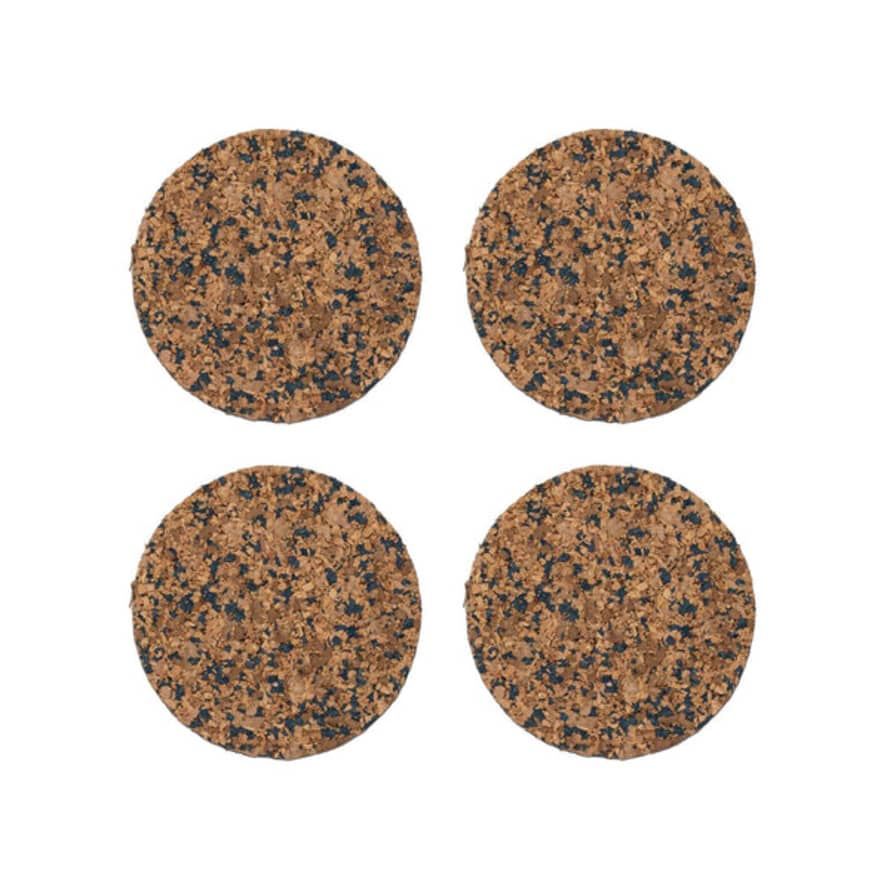 YOD&CO Speckled Round Cork Coasters Set Of 4 - Navy