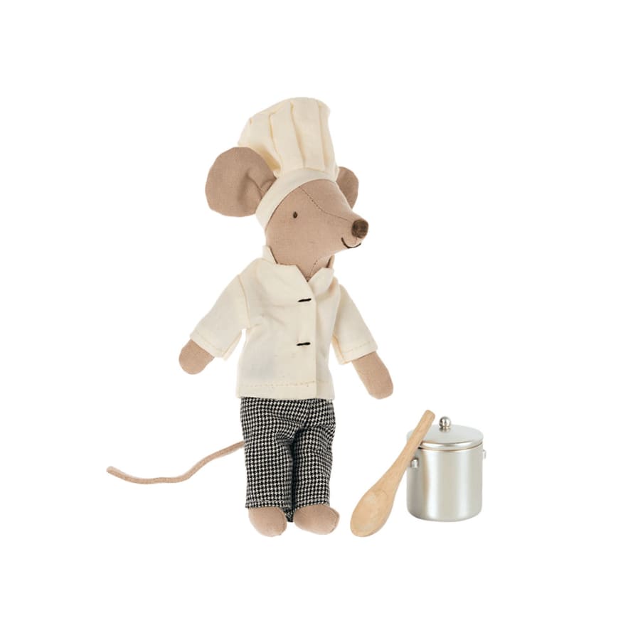Maileg Chef mouse with soup pot and spoon