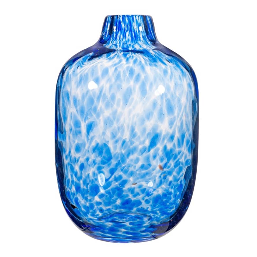Sass & Belle Large Blue Speckled Glass Vase