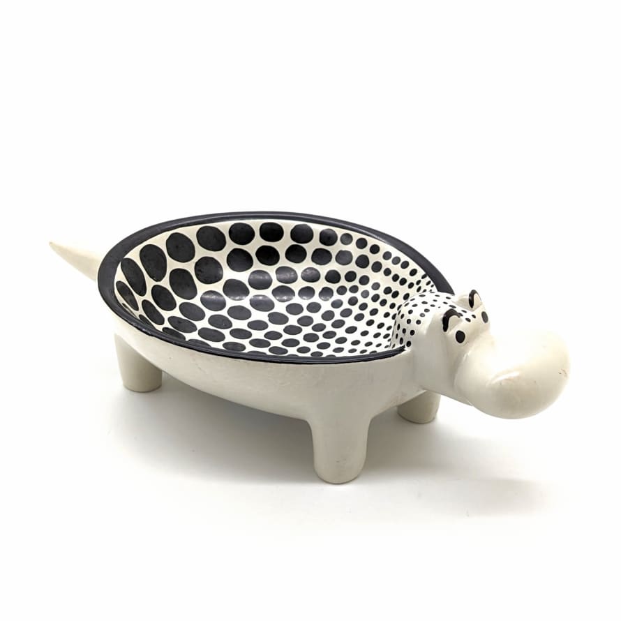 AARVEN Kenyan Hand Carved Soapstone Hippo Dish - Spotty