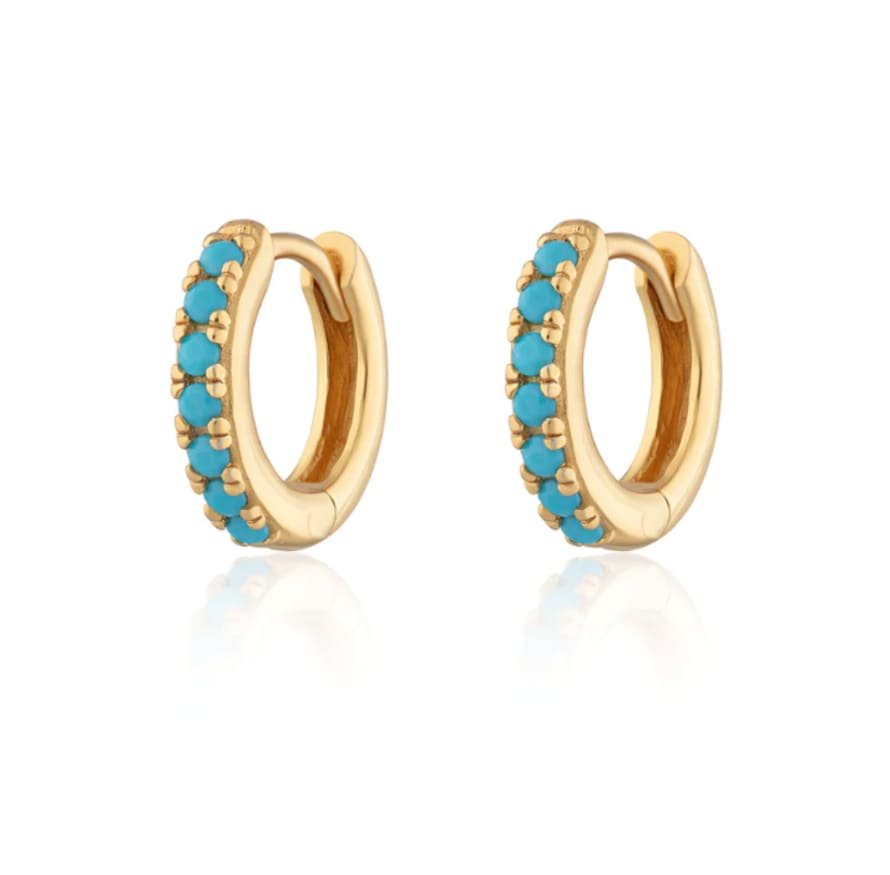 Scream Pretty  Huggie Earrings With Turquoise Stones