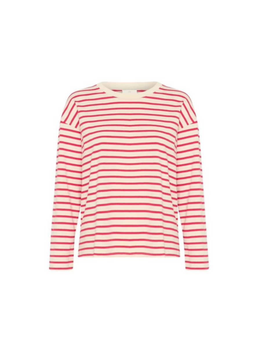 KAFFE Winny L/s T-shirt In Antique White/virtual Pink From