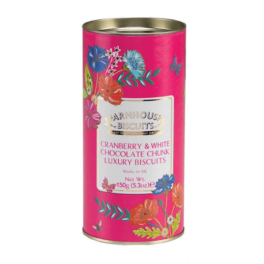 Sarunds Farmhouse Biscuits - Meadow Flowers Tube Of Cranberry & White Chocolate Chunk Biscuits