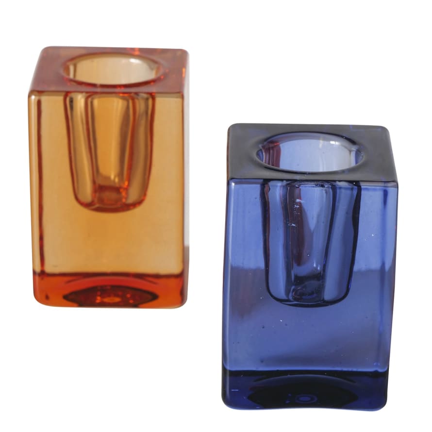 &Quirky Colour Pop Eve Glass Candle Holder : Blue or Orange