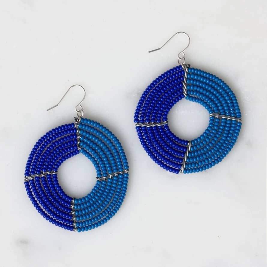 Bohemia Designs Dusky Blue and Cobalt Blue Ngare Earrings