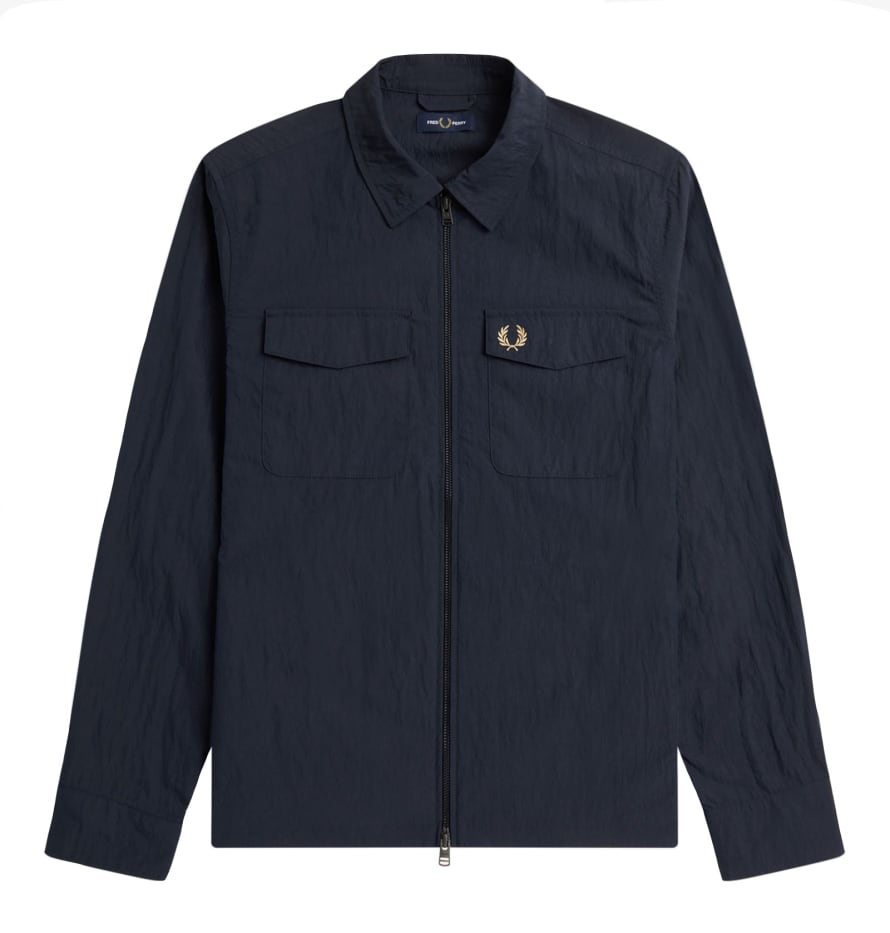 Fred Perry Textured Zip-Through Overshirt (Navy)