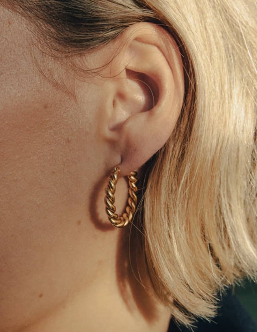 Nordic Muse Small Twist Hoop Earrings - Gold