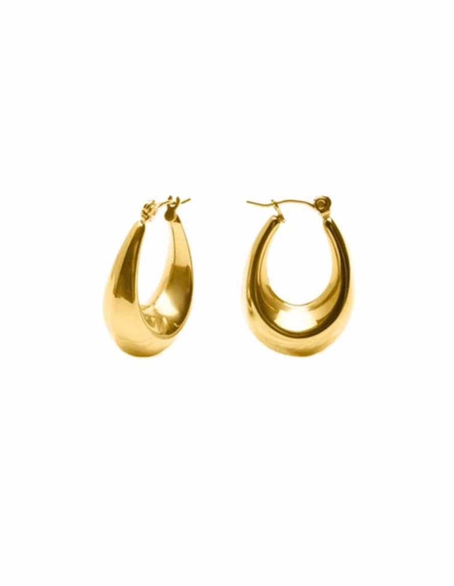 Nordic Muse Bold Crescent Hoop Earrings - Gold