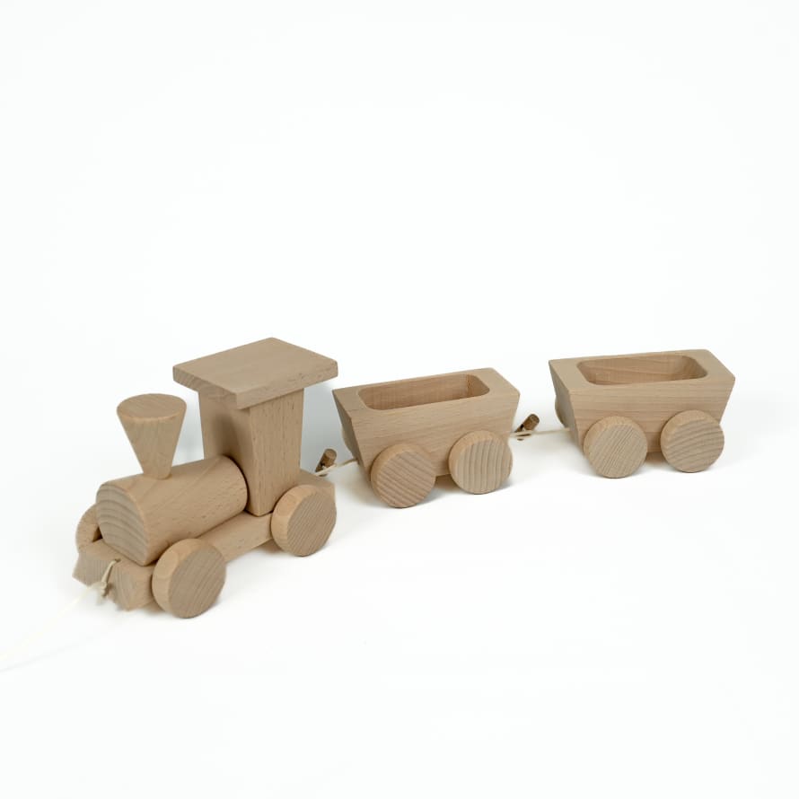 Wooden Toy Train & Carriages