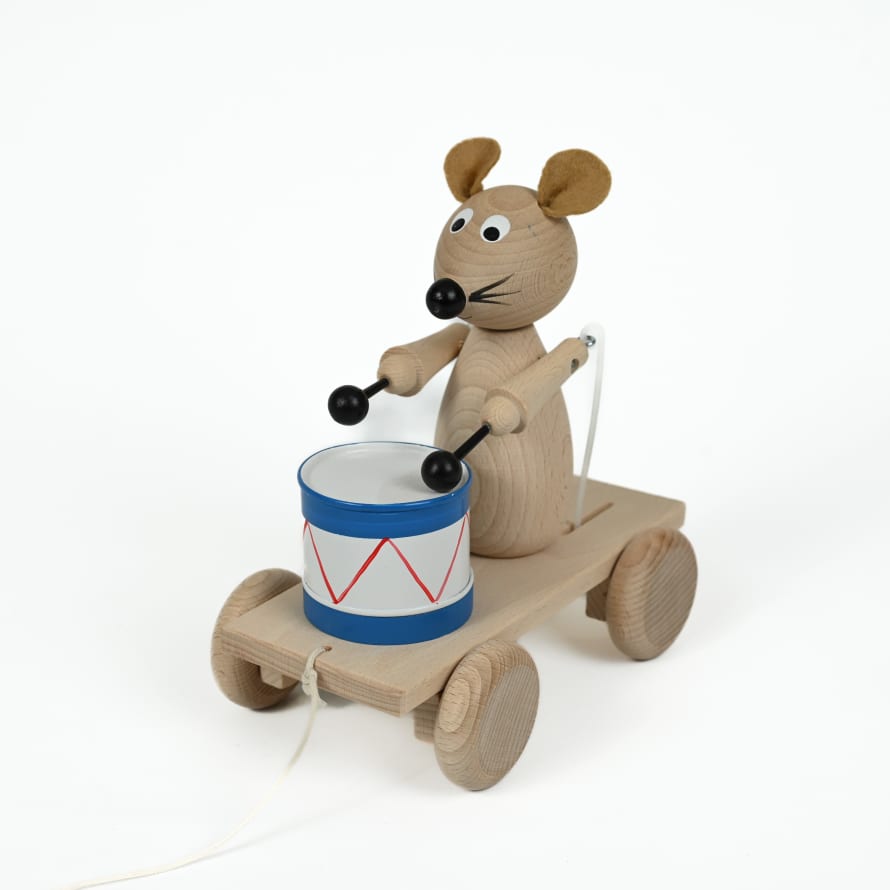 Wooden Musical Mouse Pull-Along Toy / Drummer