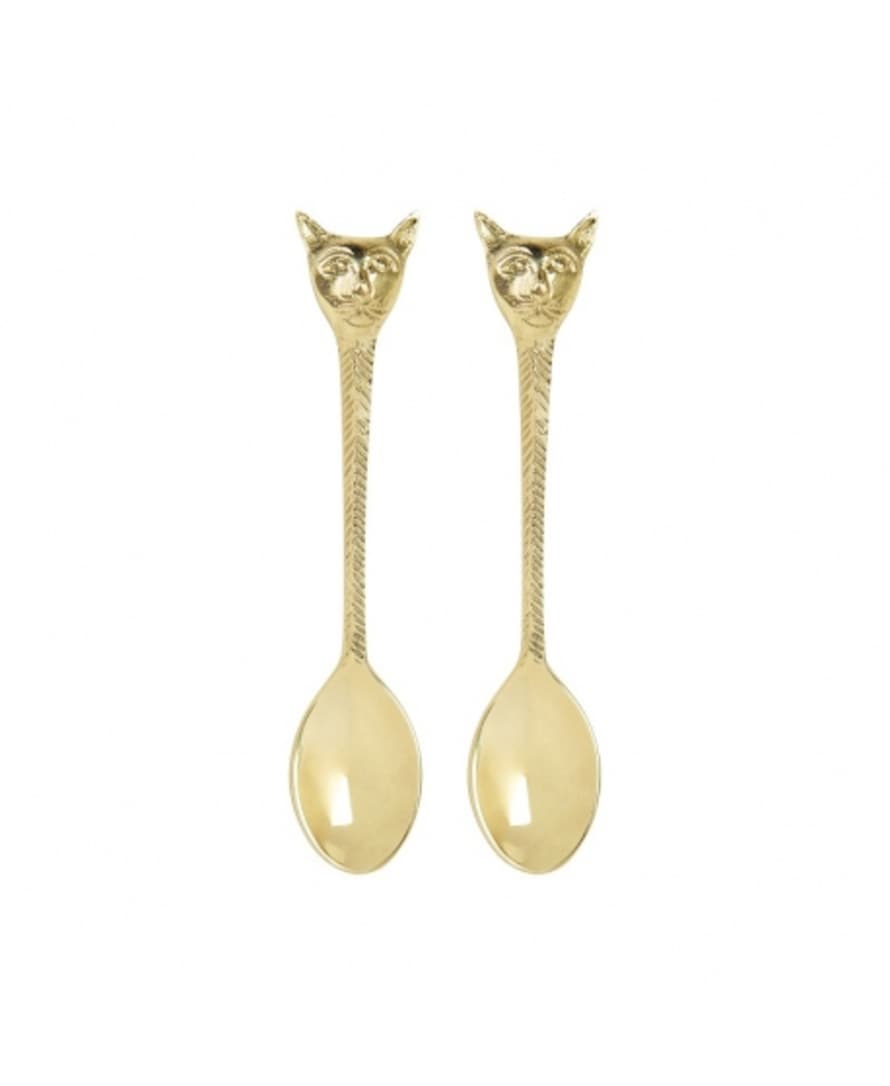 &klevering Set of 2 Brass Cat Spoon