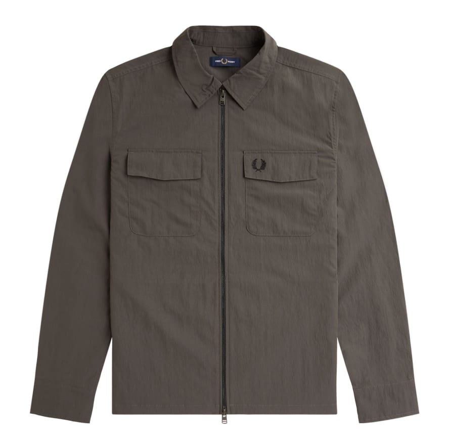 Fred Perry Textured Zip-Through Overshirt (Field Green)
