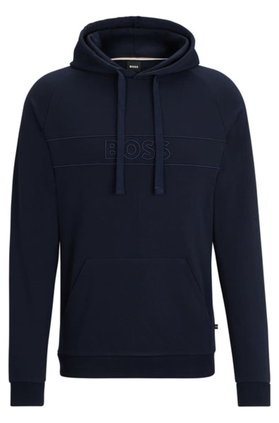 Hugo Boss Dark Blue Cotton Terry Hooded Sweatshirt with Embroidered Logo 50511062 404