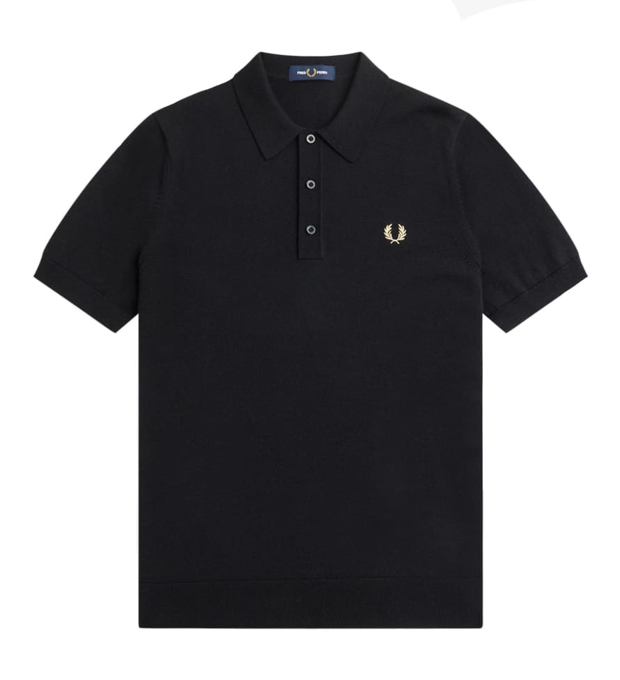 Fred Perry Classic Knitted Short-Sleeved Shirt (Black)