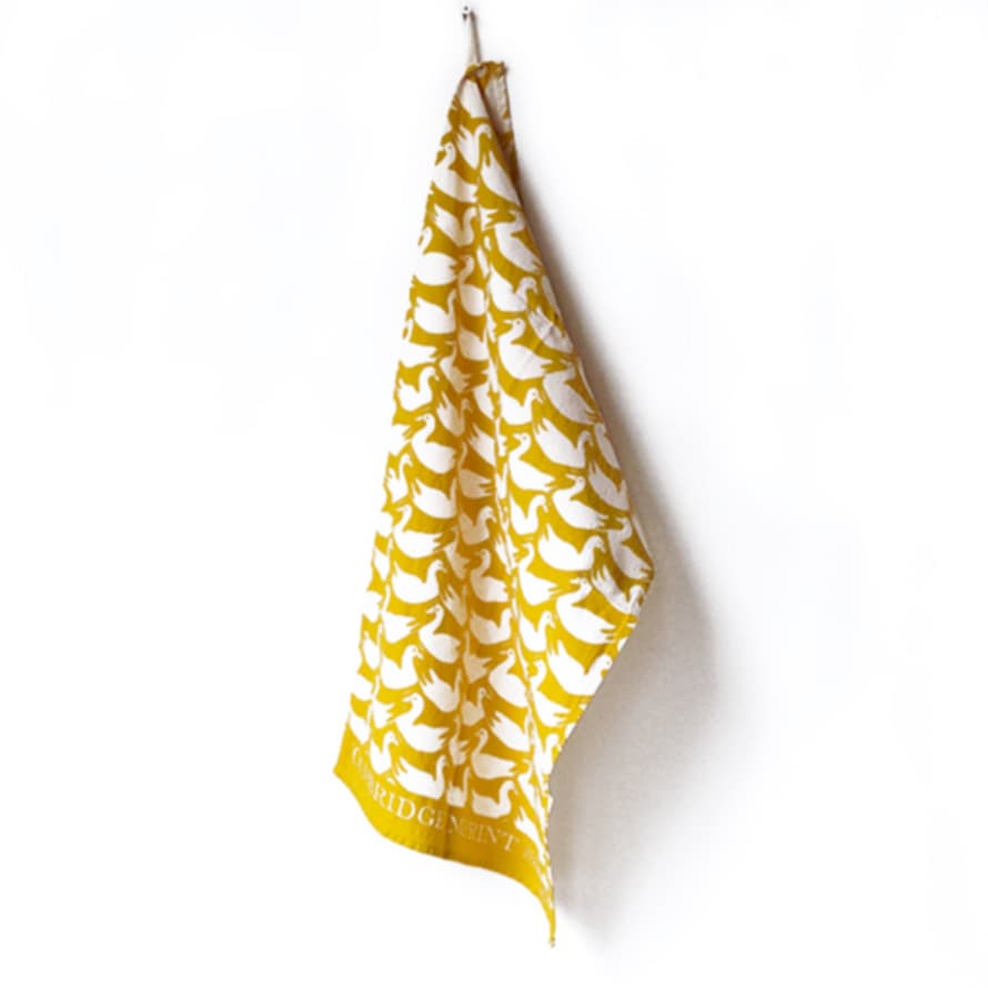 Cambridge Imprint Ducks Acid Yellow Tea Towel