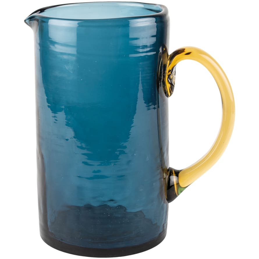 Coloured Glass Pitcher / Blue Amber