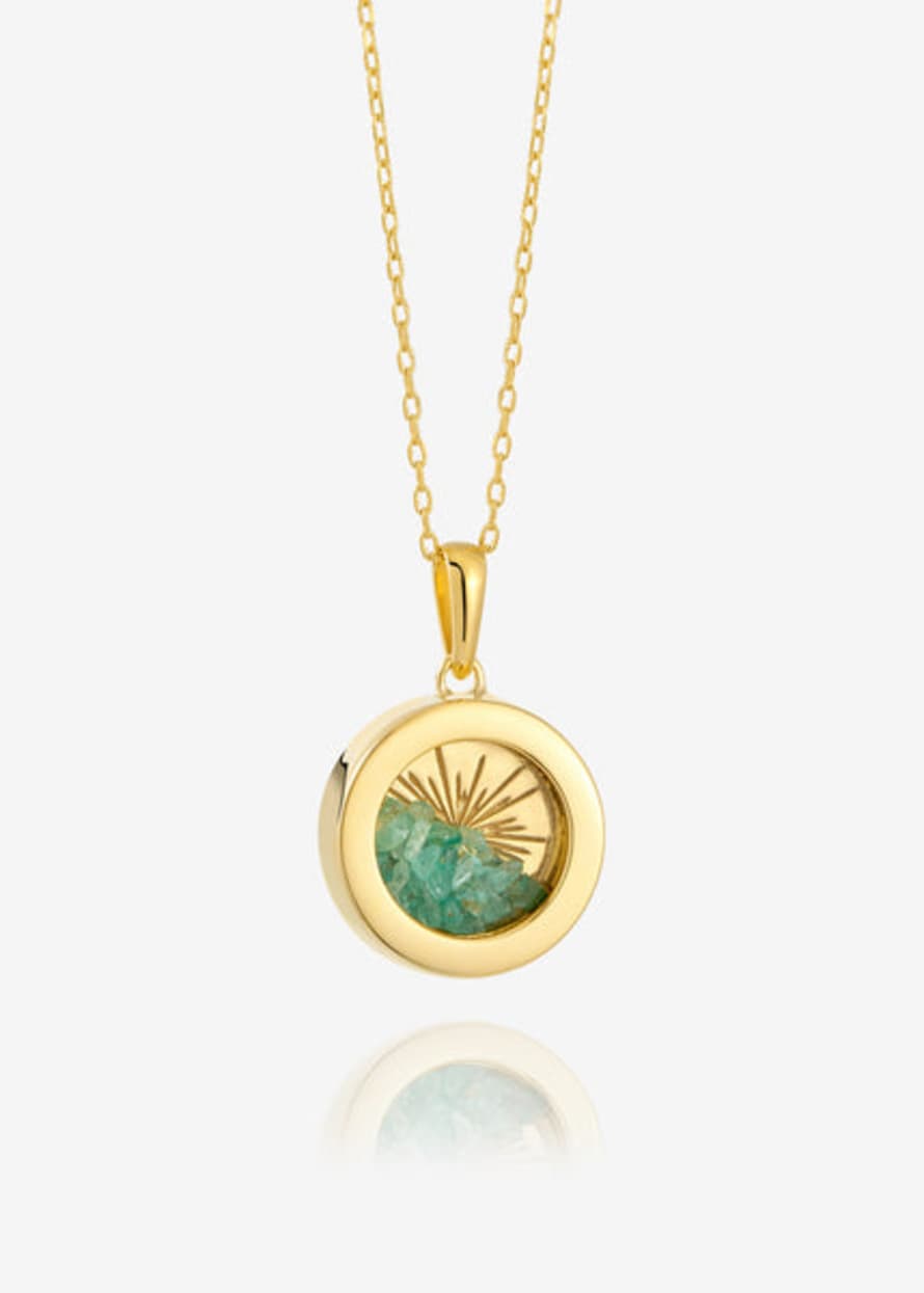 Rachel Jackson London  Emerald Deco Sun Amulet Gp